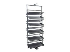 GARDRÓB SZERELVÉNY HOME BOX FORGATHATÓ CIPŐTARTÓ ÁLLVÁNY POLC x10 650x319 MM, ACÉLSZÜRKE