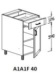 Alsó 1 ajtós 1 fiókos 40 cm elem