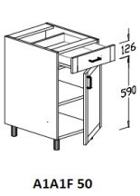 Alsó 1 ajtós 1 fiókos 50 cm elem