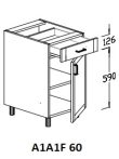 Alsó 1 ajtós 1 fiókos 60 cm elem!