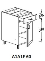 Alsó 1 ajtós 1 fiókos 60 cm elem!