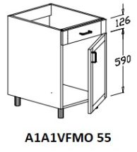 Alsó 1 ajtós 1 vakfiókos mosogatós 55 cm elem!