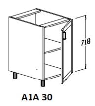 Alsó 1 ajtós 30 cm elem