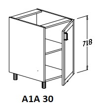 Alsó 1 ajtós 30 cm elem