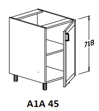 Alsó 1 ajtós 45 cm elem