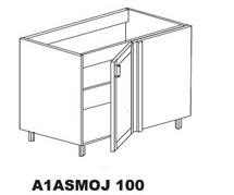 Alsó 1 ajtós 100 cm sarok mosogatós elem jobbos