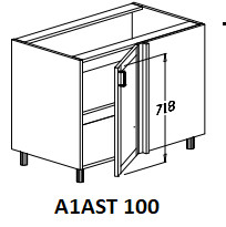 Alsó 1 ajtós térben álló, 100 cm sarok elem