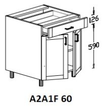 Alsó 2 ajtós 1 fiókos 60 cm elem