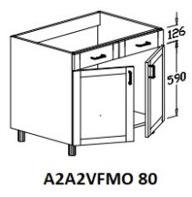 Alsó 2 ajtós 2 vakfiókos mosogatós 80 cm elem