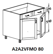 Alsó 2 ajtós 2 vakfiókos mosogatós 80 cm elem