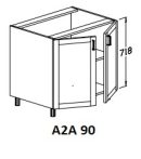 Alsó 2 ajtós 90 cm elem