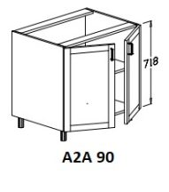 Alsó 2 ajtós 90 cm elem