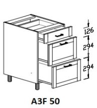 Alsó 3 fiókos 50 cm elem