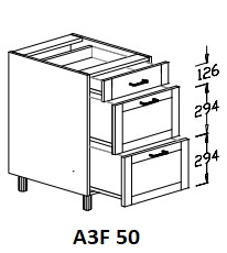 Alsó 3 fiókos 50 cm elem