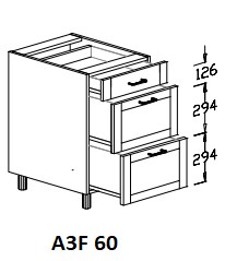 Alsó 3 fiókos 60 cm elem