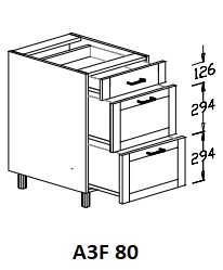 Alsó 3 fiókos 80 cm elem