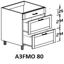 Alsó 3 fiókos mosogatós  80 cm elem