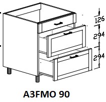 Alsó 3 fiókos mosogatós 90 cm elem