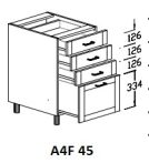 Alsó 4 fiókos 45 cm elem