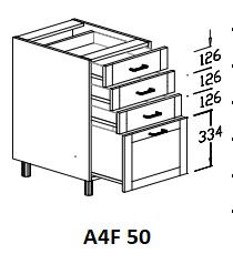 Alsó 4 fiókos 50 cm elem