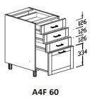 Alsó 4 fiókos 60 cm elem