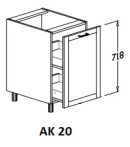 Alsó kihúzhatós, rácsos elem 20 cm