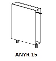 Alsó nyitott 15 cm széles elem, konyharuhatartóval