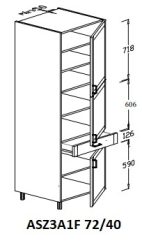 Állószekrény 3 ajtós, 1 fiókos 40-es elem