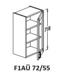 Felső egyajtós üveges 72/55-ös elem