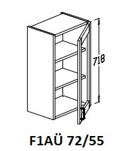 Felső egyajtós üveges 72/55-ös elem