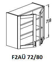 Felső kétajtós üveges 72/80-as elem