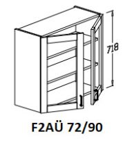 Felső kétajtós üveges 72/90-es elem