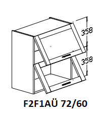 Felső két felnyílóajtós, felül üveges 60-as elem