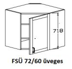 Felső sarokelem üveges 72/60-as elem