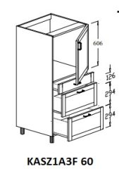 Középmagas állószekrény 1 ajtós, 3 fiókos elem