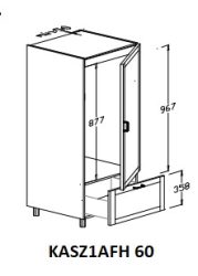 Középmagas állószekrény 1 ajtós, 1 fiókos, hűtős elem