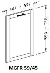 45 cm széles, látszó kezelőpaneles mosogatófront