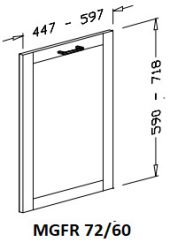 60 cm széles, rejtett kezelőpaneles mosogatófront